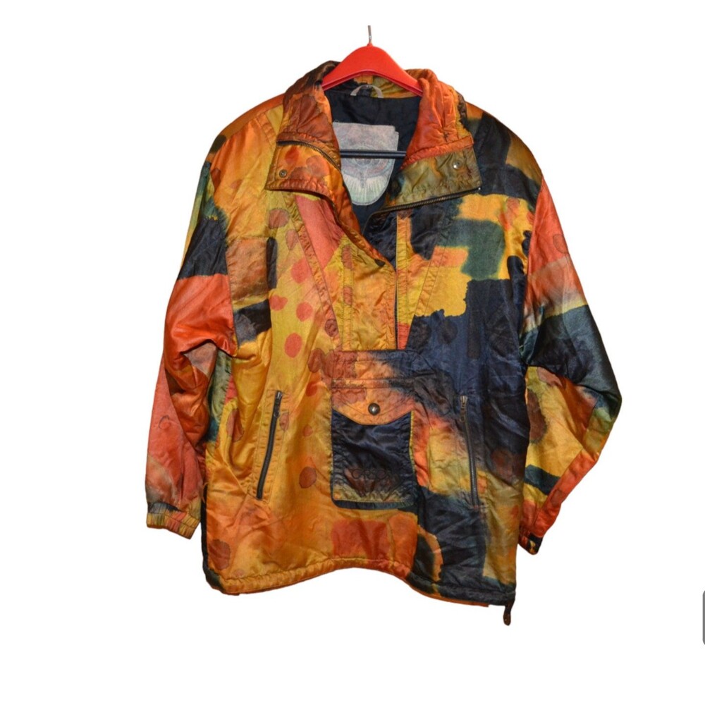 Vintage Coat German Puffer Abstract Unisex Retro Fabric